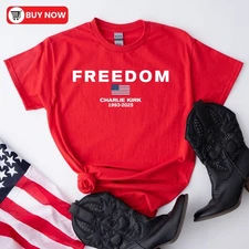 Freedom Flag Tribute Charlie Kirk 1993-2025 TShirt, Multicolors, Size S-5XL