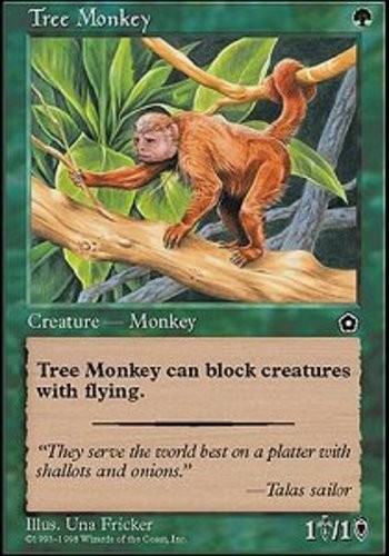 MTG Tree Monkey, Portal Second Age, Damaged, English