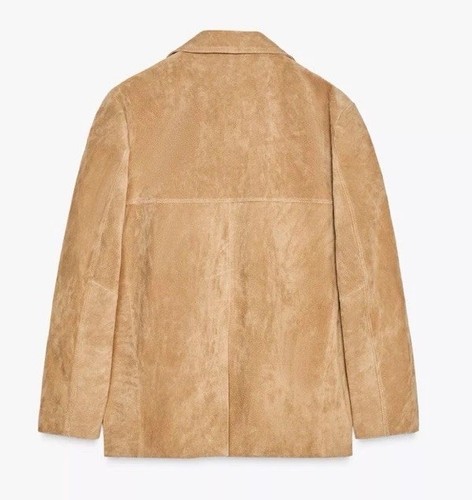 ZARA 100% SUEDE LEATHER BLAZER BEIGE POCKETS NEW SS25 SIZES S REF. 4341/824 - Picture 11 of 12