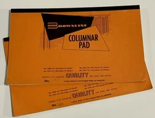 Lot Of 2 Vintage Brownline Columnar Pad Book For Home And Office