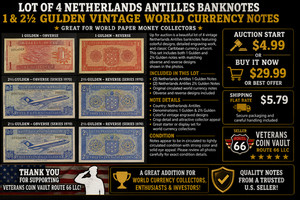 Lot of 4 Netherlands Antilles Banknotes 1 & 2½ Gulden Vintage World Currency