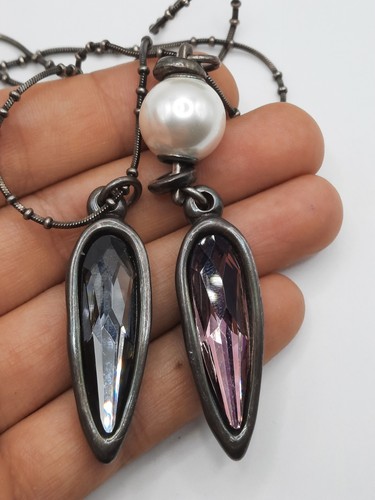 Uno De 50 Love Crazy Necklace Long Double Layer Crystal Drops - Picture 3 of 6