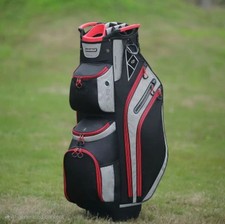 14-Way Golf Cart Bag With Cooler Shoe Pocket, Rain Hood Putter Well Red