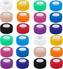 24 Pack Self Adherent Cohesive Wrap Bandages 1"x5Y, Elastic Sports Tape