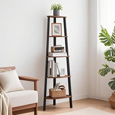 5 Tier Corner Shelf Ladder Shelving Unit Display Bookshelf Hallway Plant Stand