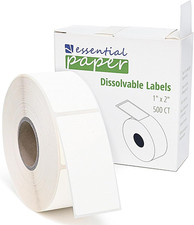 500 Dissolvable Food Labels, 1 X 2 Inch Blank White for Food Storage, Containers