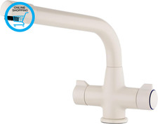 , Alpha, KT122, Cream, Brass Construction Dual Flow Kitchen Sink Mixer Tap for B