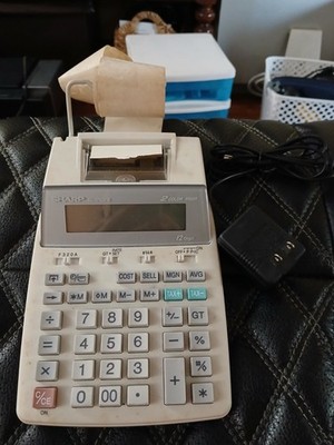 Sharp EL-1750P III Printing Calculator 2-Color, 12-Digit, Calendar Clock - Works