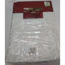Seasons Tablecloth Home 60x140 White New Damask Floral Oblong Holiday Dining