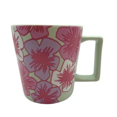 Starbucks 2016 Sakura Cherry Blossom Mint Ceramic Mug 16oz Square Handle Rare