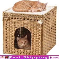 Spacious Cozy Cat Cube Indoor House Durable Rattan Design Easy Assembly New