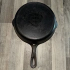 Griswold Cast Iron Skillet No.7 Erie, PA 701B, Dbl spout, Sits Flat, Small Print