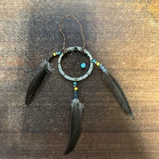 Navajo Native American Dream Catcher Curtis Bitsui Dream Catcher 2 “ Grey H