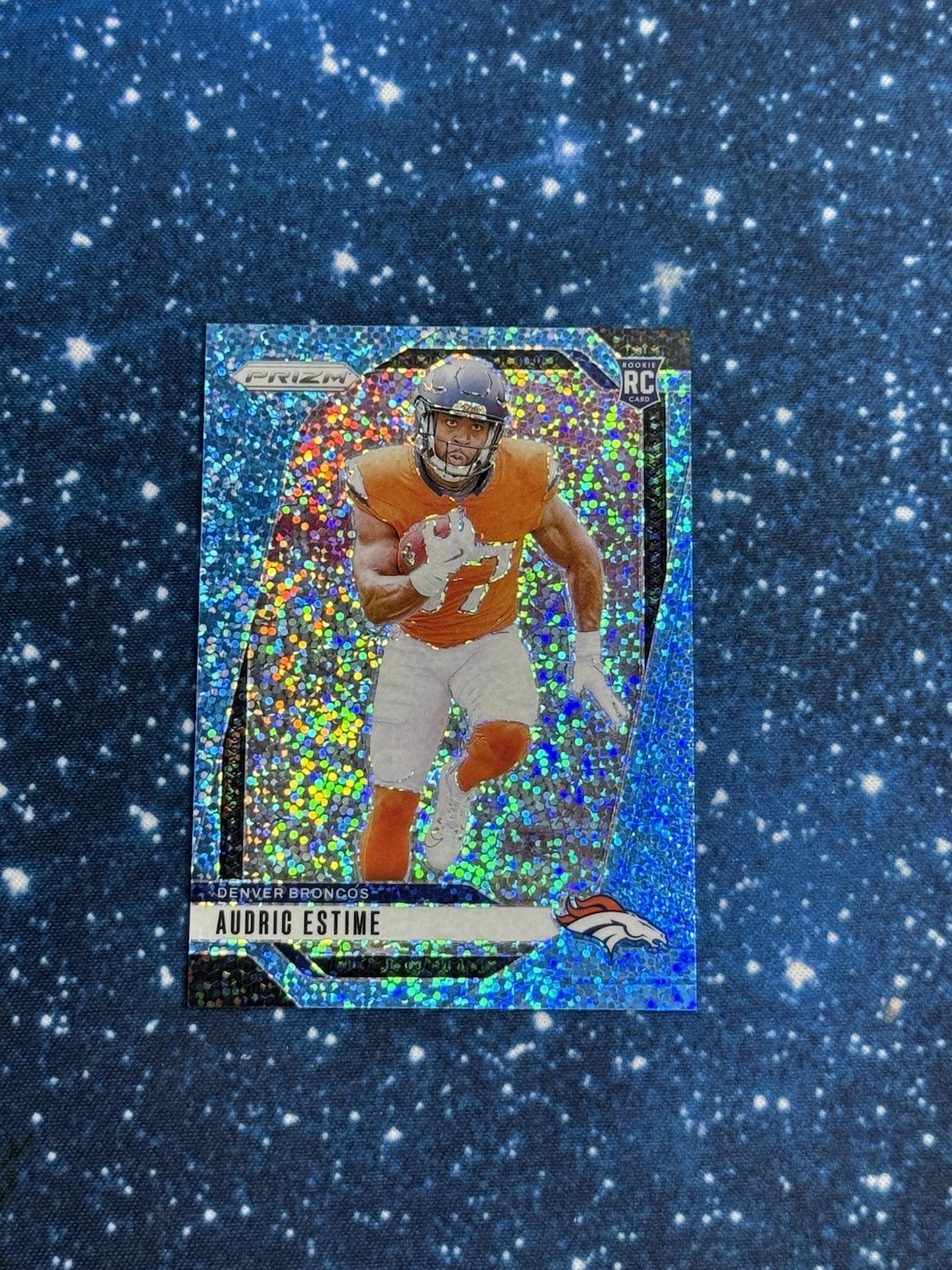 2024 Prizm Audric Estime RC Blue Sparkle Rookie /96 #306 Broncos