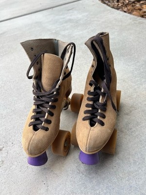 Vintage Riedell 1125, 130 Tan Suede Leather Roller Skates Size 5