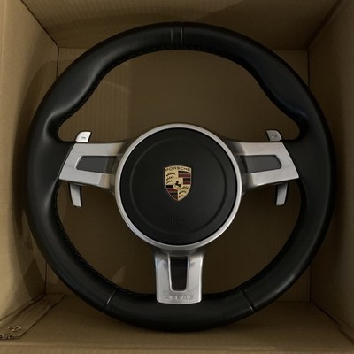 OEM Factory Porsche Sport Design Black Steering Wheel w/ Paddles