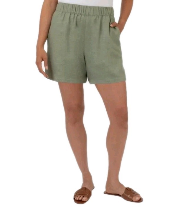 BLANKNYC Womens Linen Blend Shorts Size: S Green High Rise Pockets 5