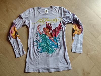 Ed Hardy Pulli Größe M (38/40) Farbe flieder mit vielen Steinschen, Langarm