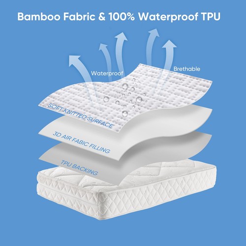 100% Waterproof Mattress Protector Queen Size, Mattress Cover 3D Air Fabric C... - Picture 7 of 7