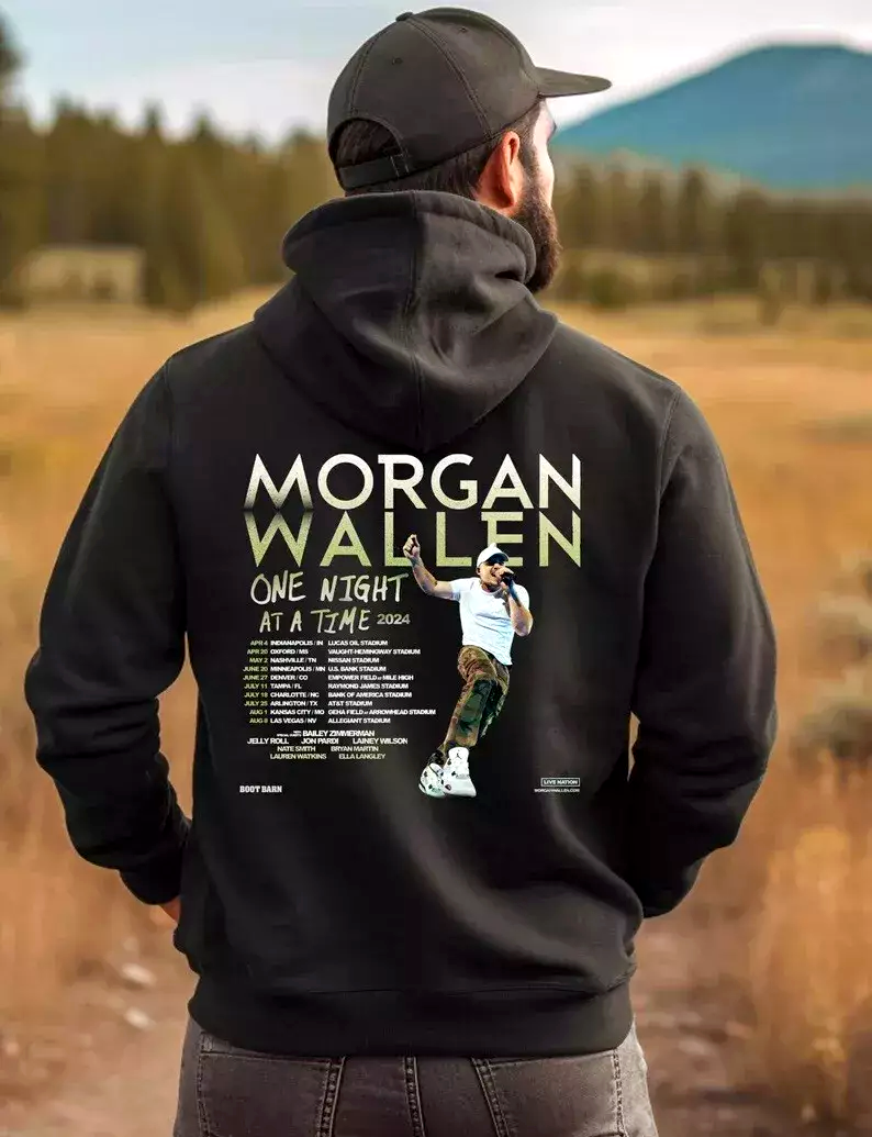 New Morgan Wallen Hoodie, One Night at a Time Tour Concert Sweatshirt Mens Top