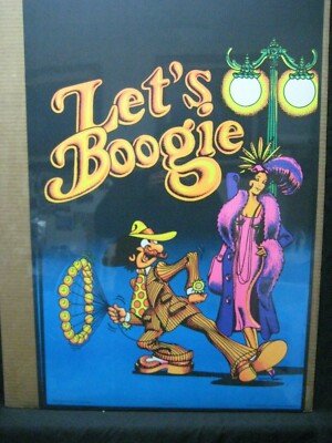 LET'S BOOGIE  BLACK LIGHT PSYCHEDELIC VINTAGE POSTER 1972 CNG1665