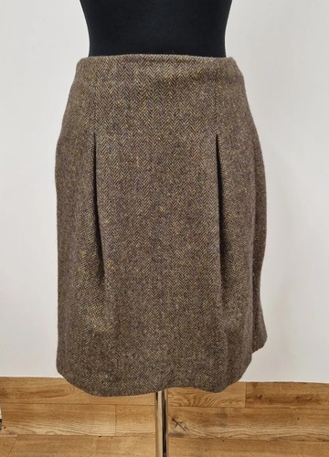 Hobbs tweed suit size 14 jacket skirt brown smart wool alpaca multi flecked - Picture 6 of 11