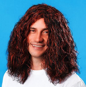 Fancy Dress Mens Male Hippy Wig Black Brown John Lennon Fancy