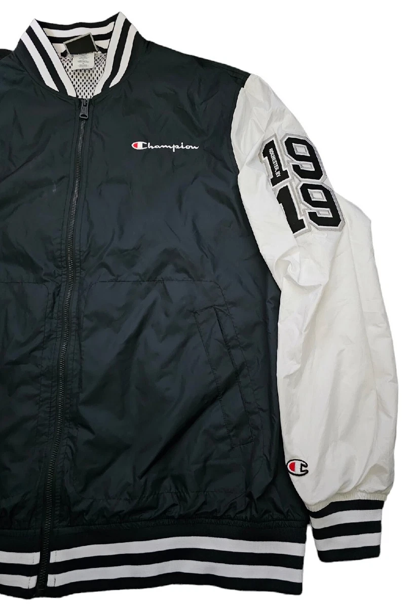 Champion Windbreaker Full Zip Jacket Embroidered Patches Mens Size 2XL