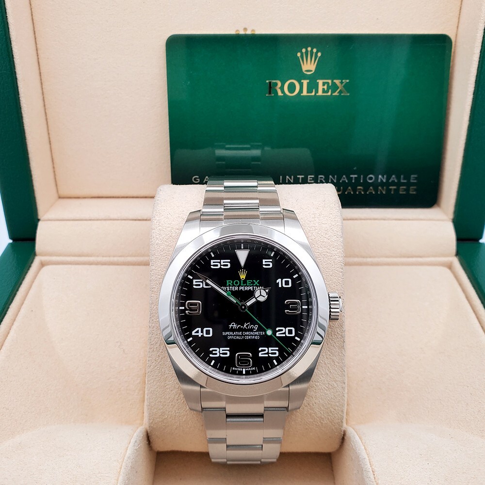2020 Rolex Air King 40mm 116900 Black Dial Green script Steel