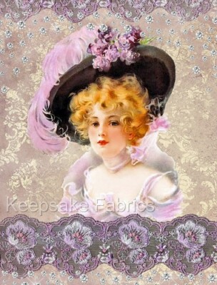 Victorian Lady Diamonds & Lace Collage Crazy Quilt Block