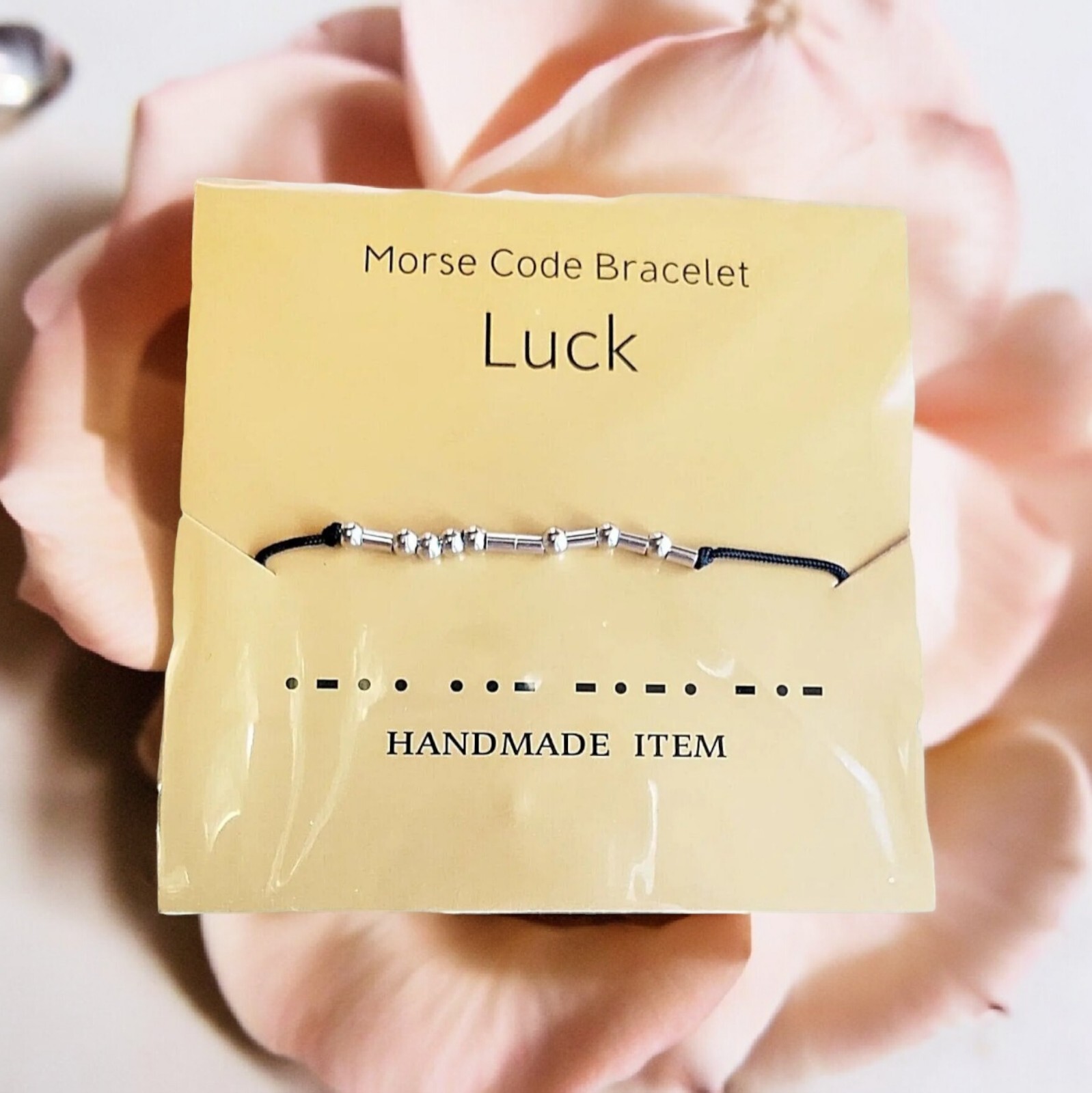 Morse Code Luck Bracelet or Anklet with Adjustable Cord