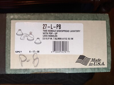 Artistic Brass Masco 27-L-PB 2-Handle Widespread Bathroom w/Pop-up Less Handles