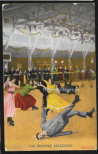 Bamforth Comic Postcard: Rollerskating Blunder. I'm Making Headway. Posted 1912