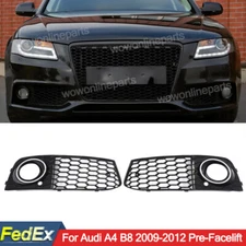 Front Bumper Fog Light Lamp Mesh Grille Honeycomb Cover For Audi A4 B8 2009-2012