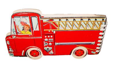 Vintage Red Fire Truck Fighter Figural Die Cut Kids Book McGraw-Hill 1958 USA