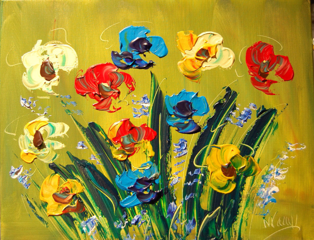 GREEN DOG  MODERN ART   SIGNED CANVAS - STRETCHED painting original EWEV