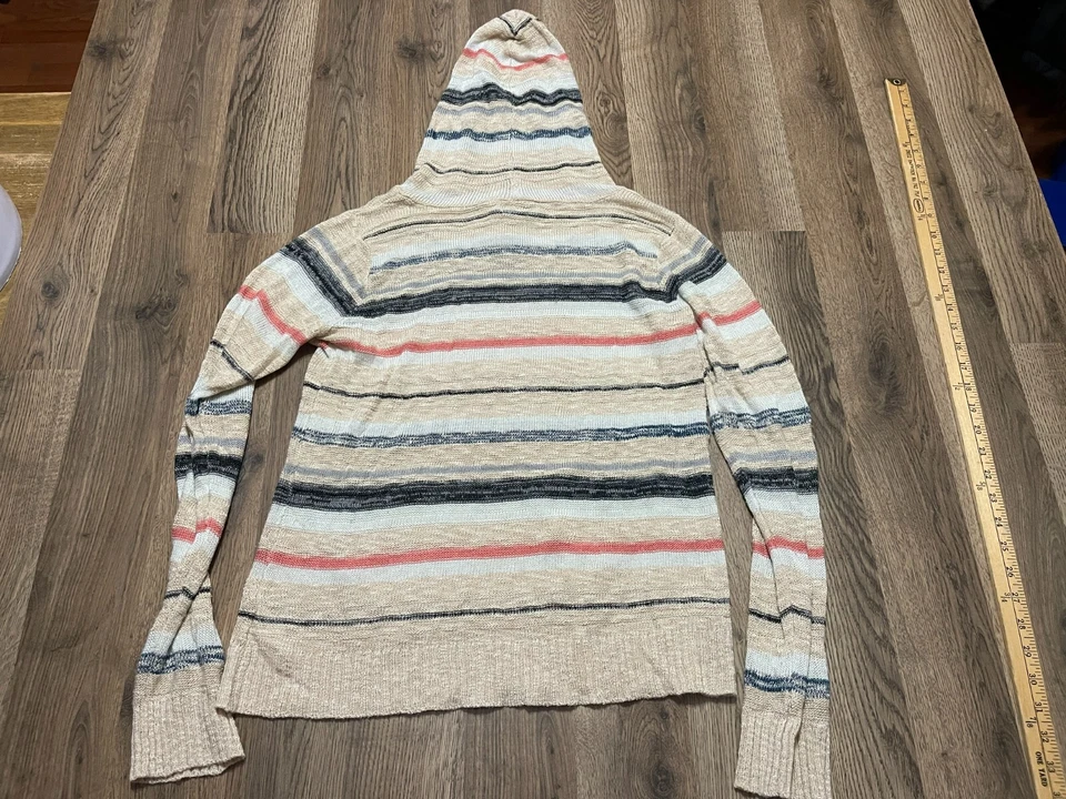 Maurices Hoodie, Womens Medium, Cream White Black, Striped, Pullover, Drawstring - Image 2 of 4