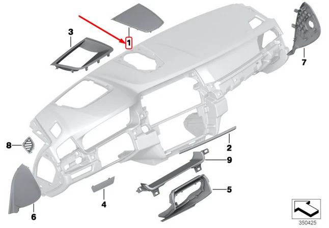 NEU BMW 5 F10 MITTLERE LAUTSPRECHERVERKLEIDUNG OYSTER 65139266107 