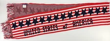 Vintage Knitmakers American Flag USA Knit Scarf Patriotic Stars Stripes 90" x 9"