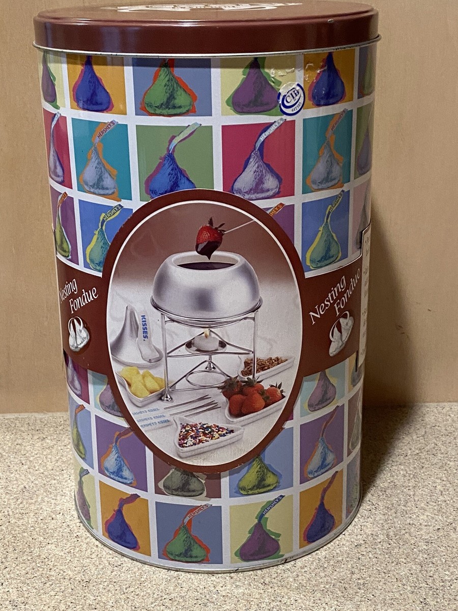 Hersheys Kiss Fondue Set Tea Light Candle Holder Forks Recipe Book