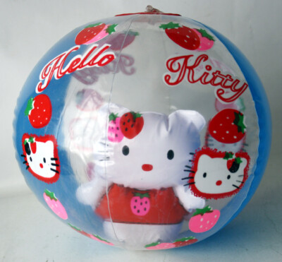 RARE VINTAGE 90'S HELLO KITTY INFLATABLE BALL WITH FIGURE NEW NOS