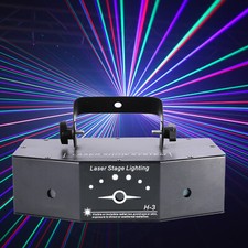 RGB DMX 3 Lens 500mW Full Color Scanning Beam Laser Lamp DJ Party Stage Lighting