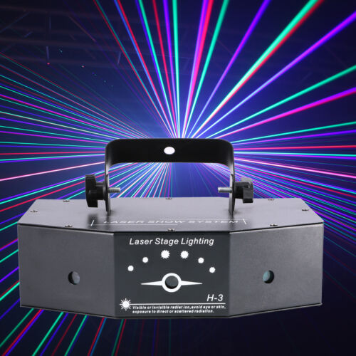 RGB DMX 3 Lens 500mW Full Color Scanning Beam Laser Lamp DJ Party Stage Lighting - Afbeelding 1 van 21