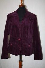 Talbots Sz 12 Rich Purple Cotton Velvet 1 Button Blazer Jacket