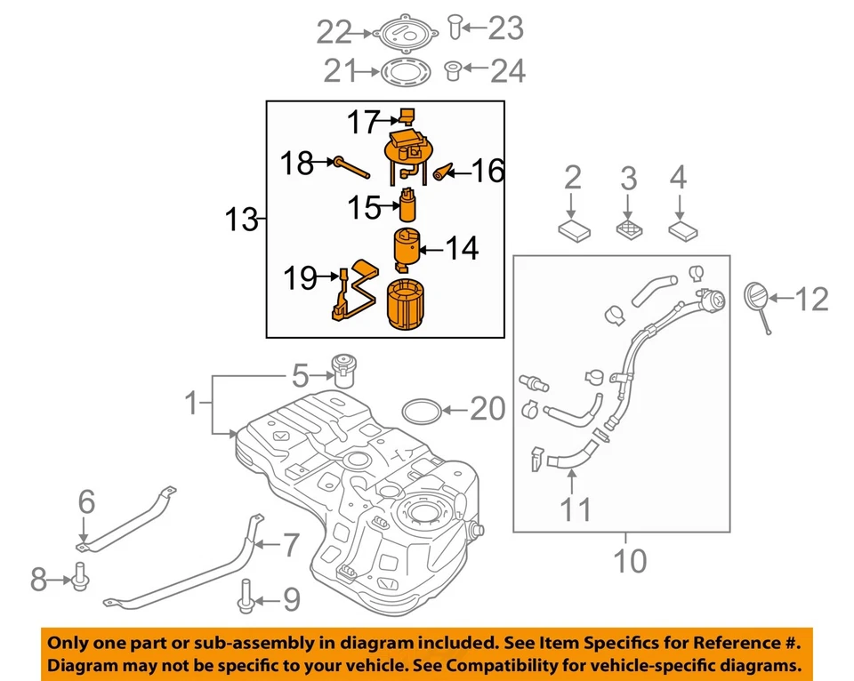 Used Fuel Pump fits: 2017 Kia Sorento Pump Assembly tank mounted Grade A Foto 3 de 4