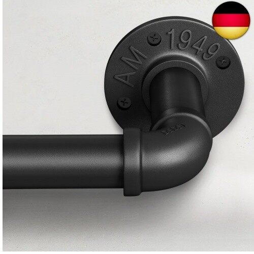 Gardinenstange Schwarz Ausziehbar, Industrial Vorhangstange Deckenmontage,-image