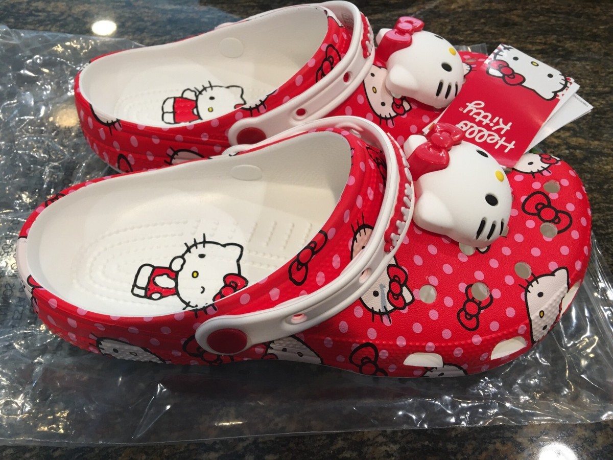 Crocs Hello Kitty Red & White Clogs Crocs Classic Hello Kitty 210575-90H Unisex M7/W9 Clogs Red  main image 4