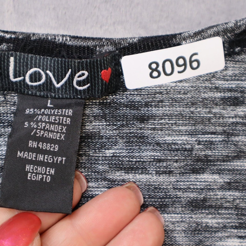 Love Open Front Cover Womens Large Gray Black Lightweight Dolman Sleeve