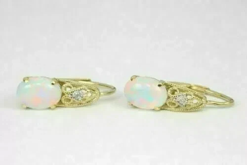 2.3Ct Oval Cut Lab Created Fire Opal Hoop Wedding Earring 14K Yellow Gold Plated - Image 4 of 4