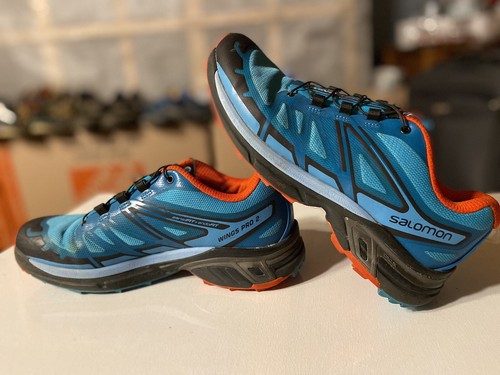 Salomon Wings Pro 2 Women's Blue Jay/Fog Blue/Lava Orange Trail Shoe VGC  size 7M | eBay